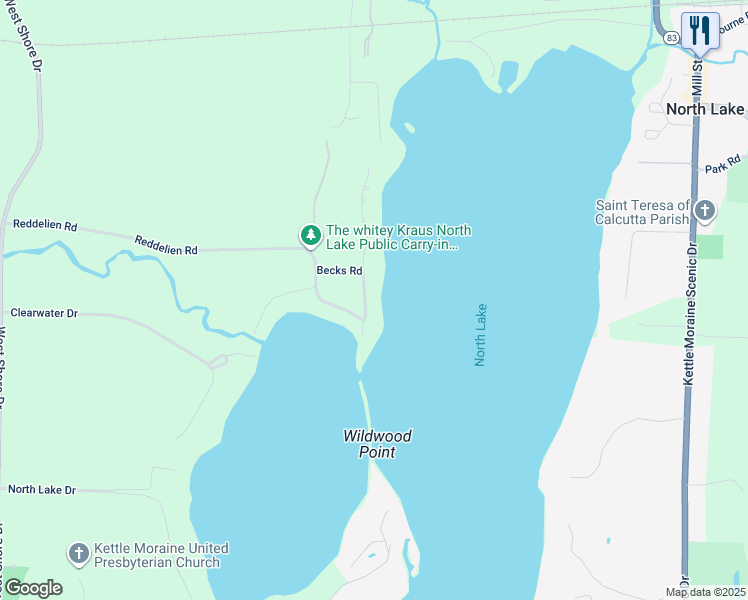 map of restaurants, bars, coffee shops, grocery stores, and more near W322N7340 Reddelien Road in Hartland