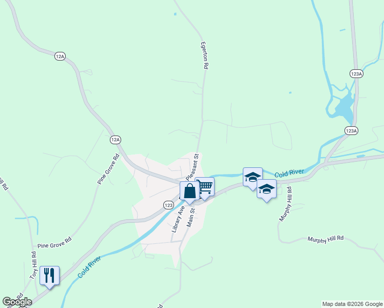map of restaurants, bars, coffee shops, grocery stores, and more near 29 Pleasant Street in Alstead