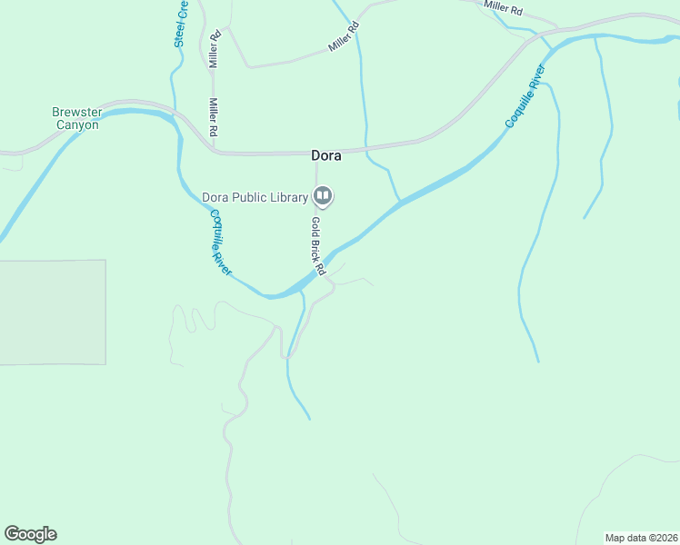 map of restaurants, bars, coffee shops, grocery stores, and more near 56027 Gold Brick Road in Myrtle Point