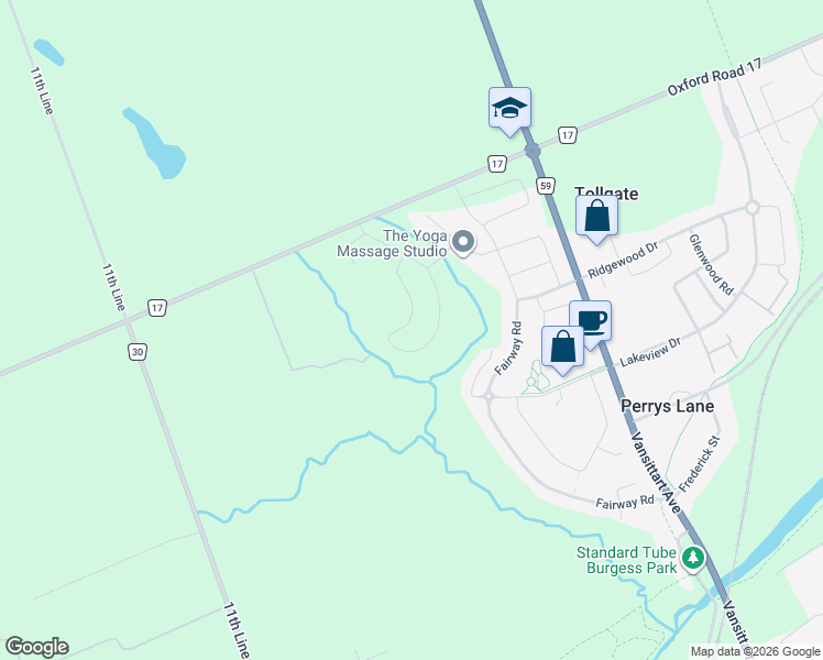 map of restaurants, bars, coffee shops, grocery stores, and more near 490 Masters Drive in Woodstock