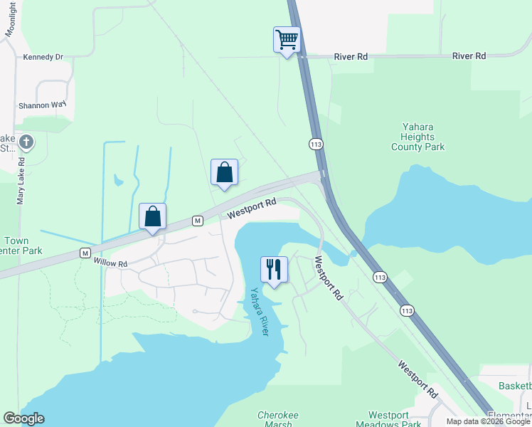 map of restaurants, bars, coffee shops, grocery stores, and more near 5391 Westport Road in Madison