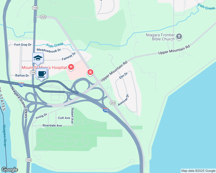 map of restaurants, bars, coffee shops, grocery stores, and more near 5365 Military Road in Lewiston