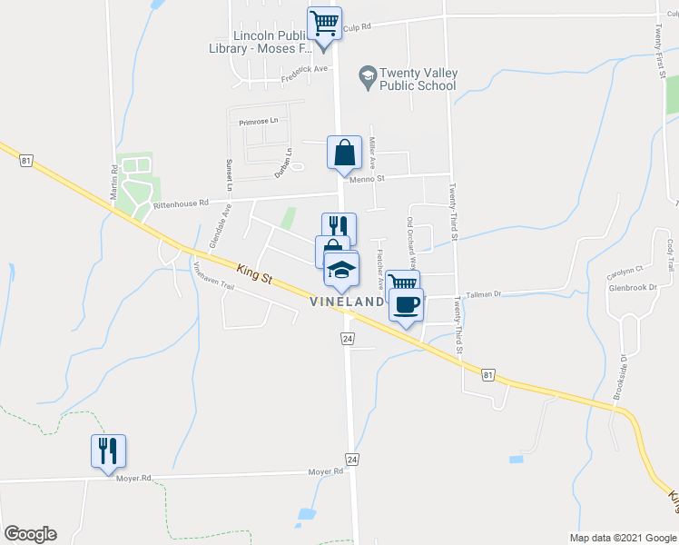 map of restaurants, bars, coffee shops, grocery stores, and more near 3924 Victoria Avenue in Lincoln