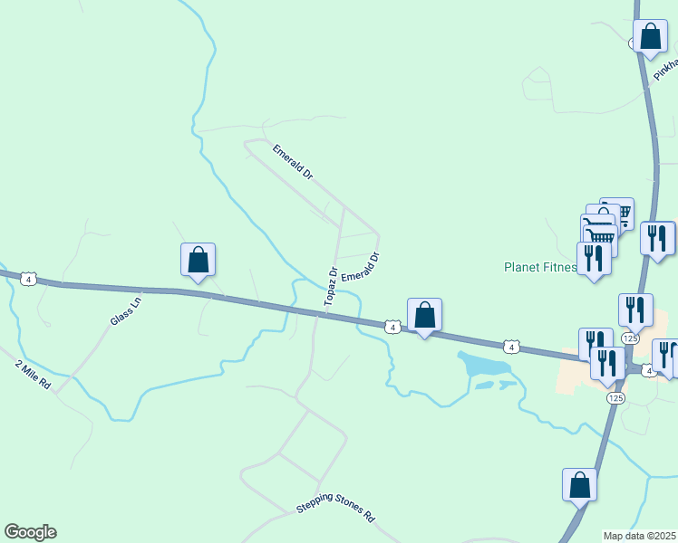 map of restaurants, bars, coffee shops, grocery stores, and more near 466 Emerald Drive in Barrington