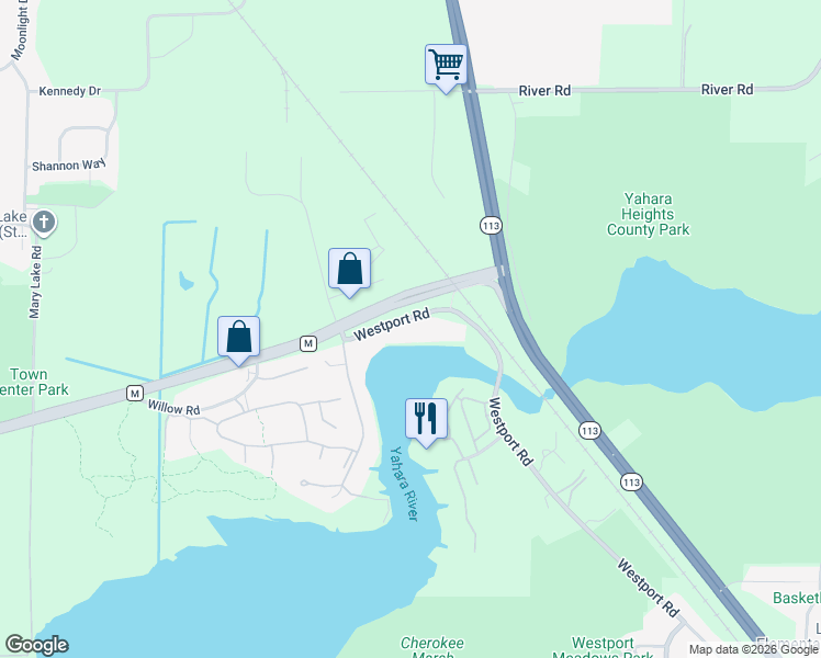 map of restaurants, bars, coffee shops, grocery stores, and more near 5391 Westport Road in Madison