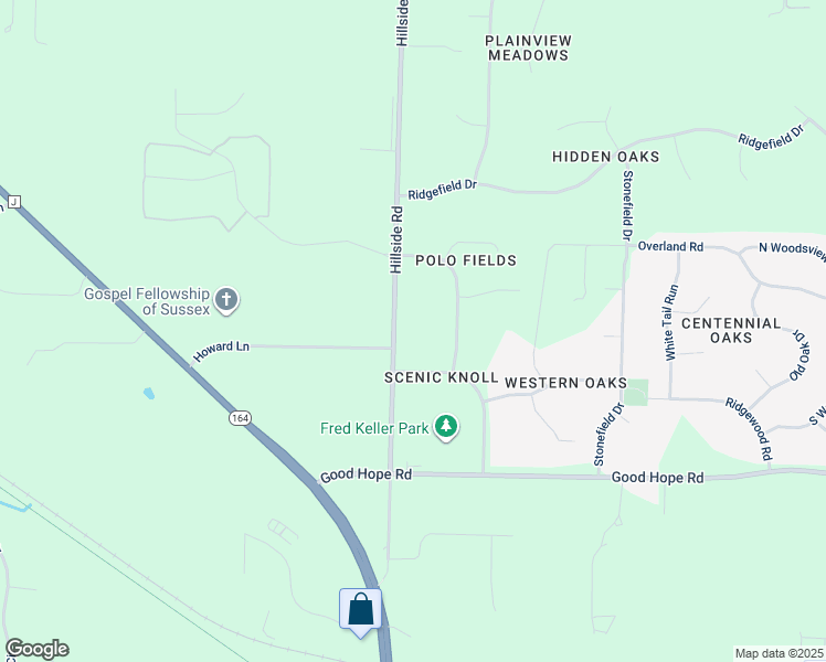 map of restaurants, bars, coffee shops, grocery stores, and more near W249N7416 Hillside Road in Sussex