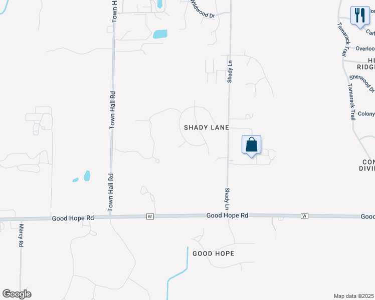 map of restaurants, bars, coffee shops, grocery stores, and more near N74W17525 Sunny Circle in Menomonee Falls