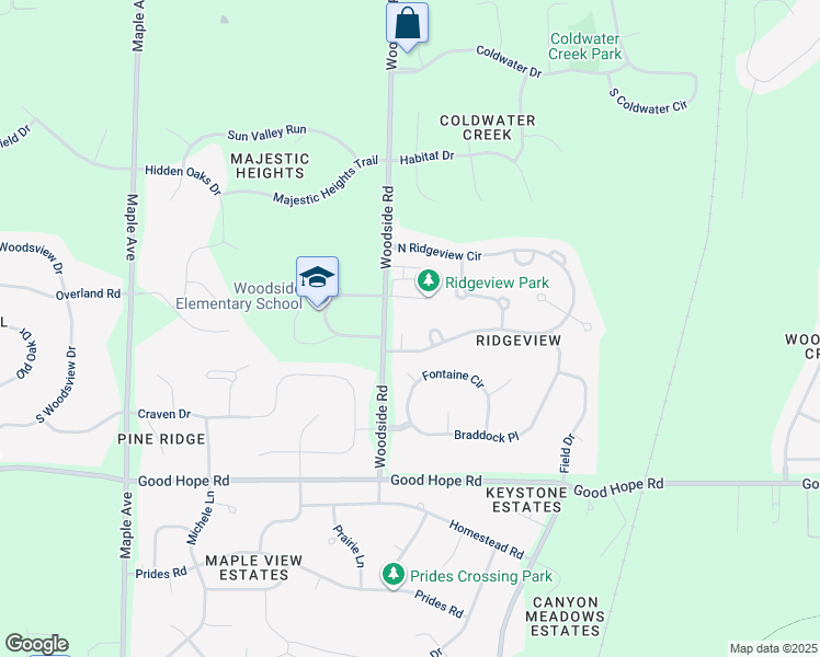 map of restaurants, bars, coffee shops, grocery stores, and more near W234N7430 Woodside Road in Sussex