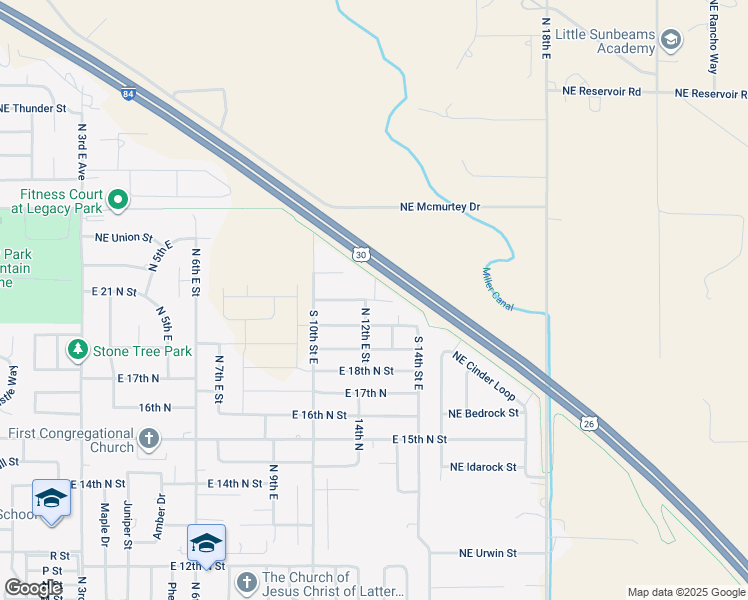 map of restaurants, bars, coffee shops, grocery stores, and more near 1296 Northeast Rockridge Street in Mountain Home