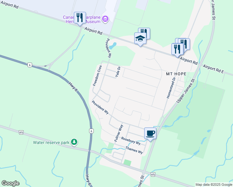 map of restaurants, bars, coffee shops, grocery stores, and more near 130 Strathearne Place in Hamilton