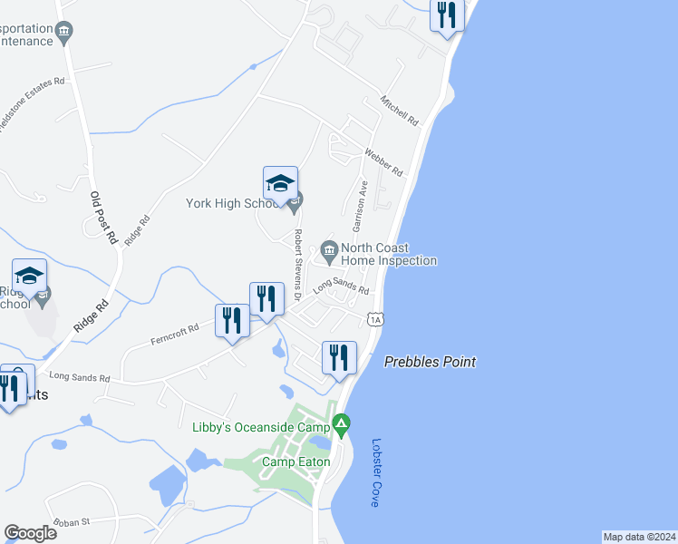 map of restaurants, bars, coffee shops, grocery stores, and more near 12 Garrison Avenue in York