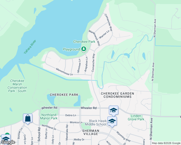 map of restaurants, bars, coffee shops, grocery stores, and more near 5313 Comanche Way in Madison