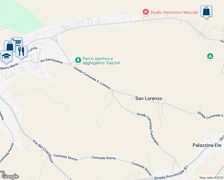 map of restaurants, bars, coffee shops, grocery stores, and more near 7 Strada Comunale San Lorenzo in Provincia di Fermo