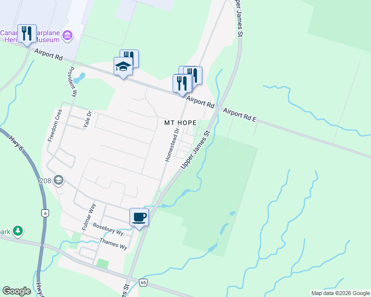 map of restaurants, bars, coffee shops, grocery stores, and more near in Hamilton