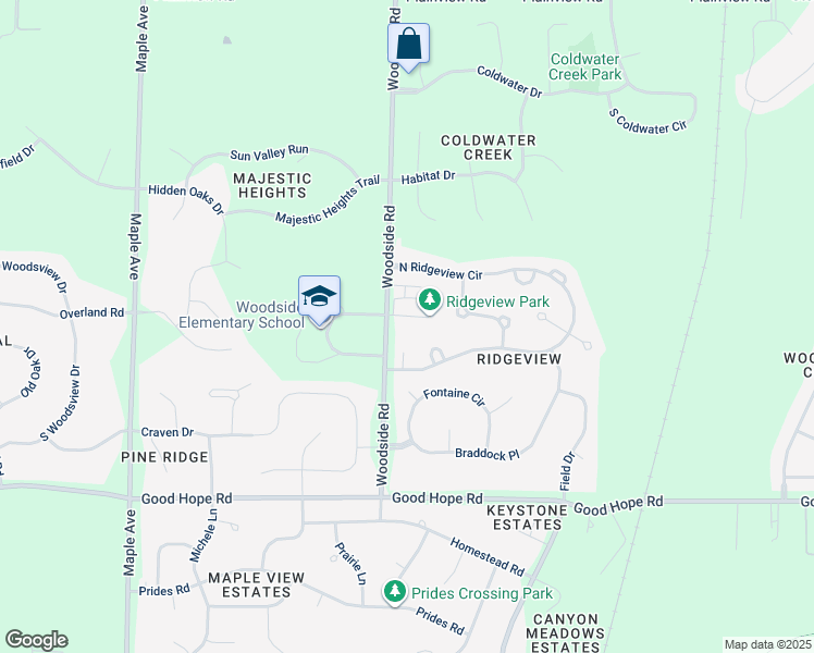 map of restaurants, bars, coffee shops, grocery stores, and more near W234N7430 Woodside Road in Sussex