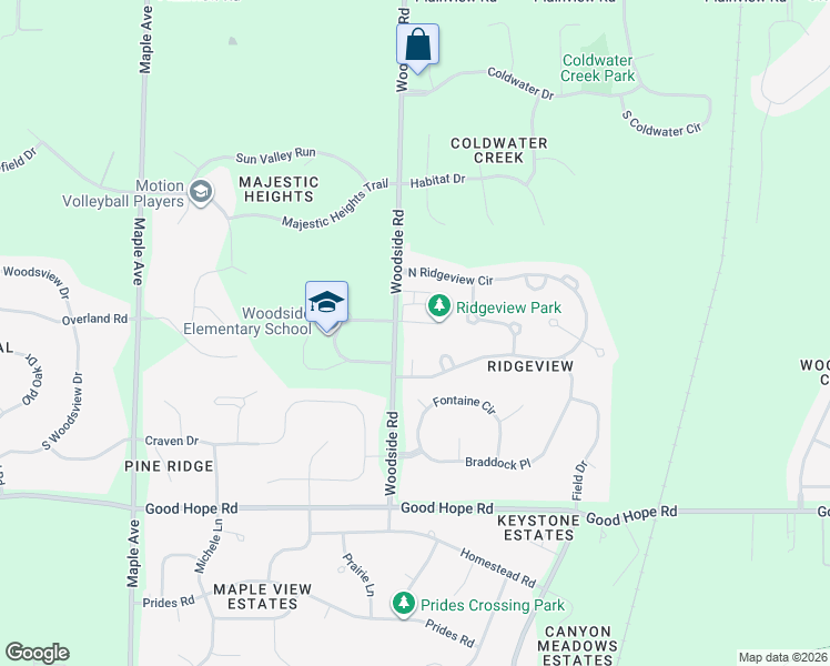 map of restaurants, bars, coffee shops, grocery stores, and more near W234N7430 Woodside Road in Sussex