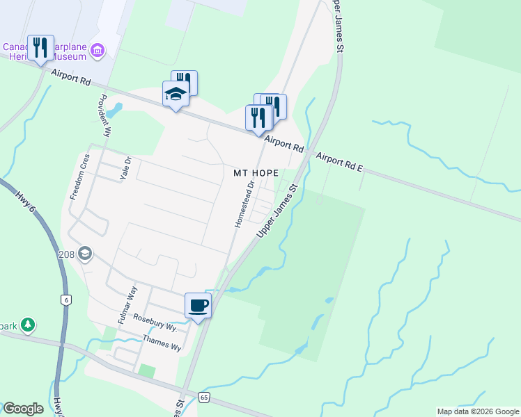 map of restaurants, bars, coffee shops, grocery stores, and more near 11 Raspberry Lane in Hamilton