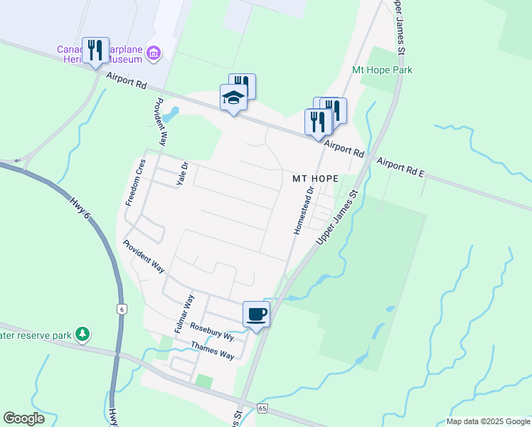 map of restaurants, bars, coffee shops, grocery stores, and more near 80 Marion Street in Hamilton