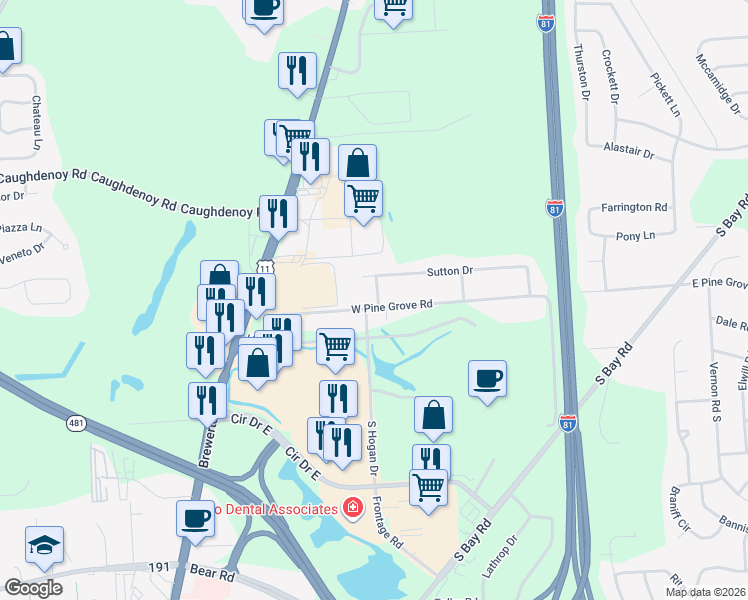 map of restaurants, bars, coffee shops, grocery stores, and more near 7911 Sutton Drive in Cicero