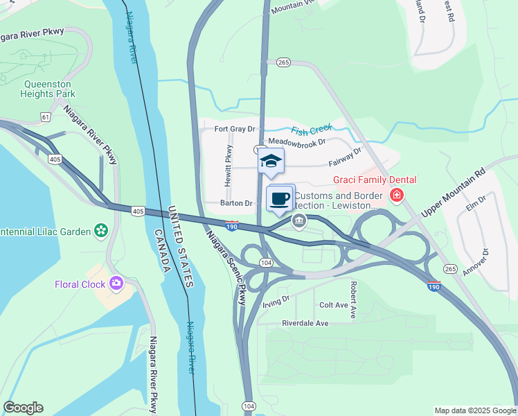 map of restaurants, bars, coffee shops, grocery stores, and more near 5300 Lewiston Road in Lewiston