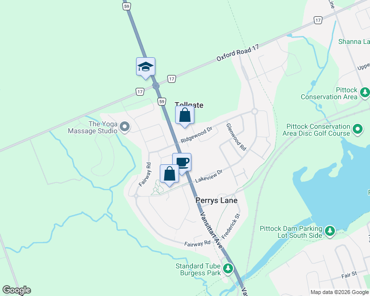 map of restaurants, bars, coffee shops, grocery stores, and more near 10 Ridgewood Court in Woodstock