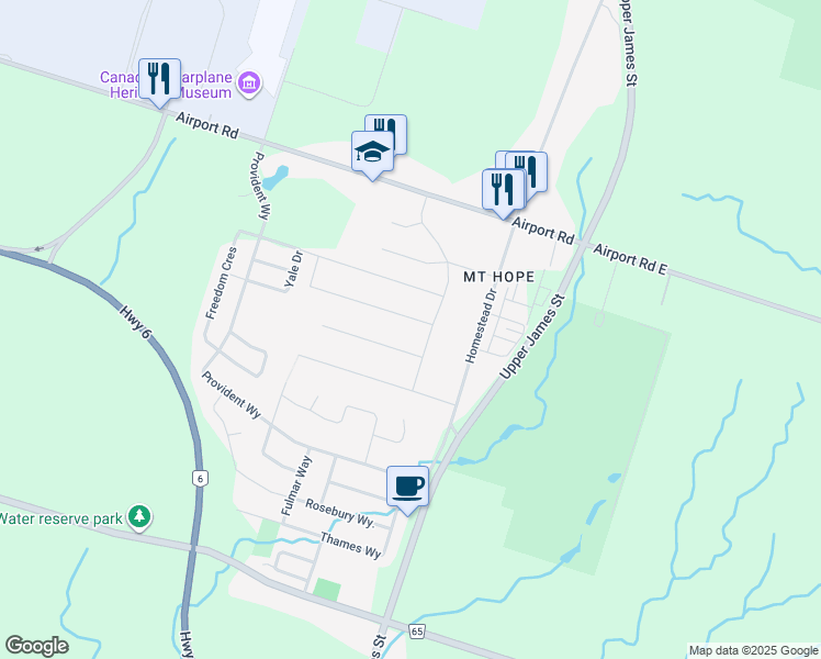 map of restaurants, bars, coffee shops, grocery stores, and more near 80 Marion Street in Hamilton