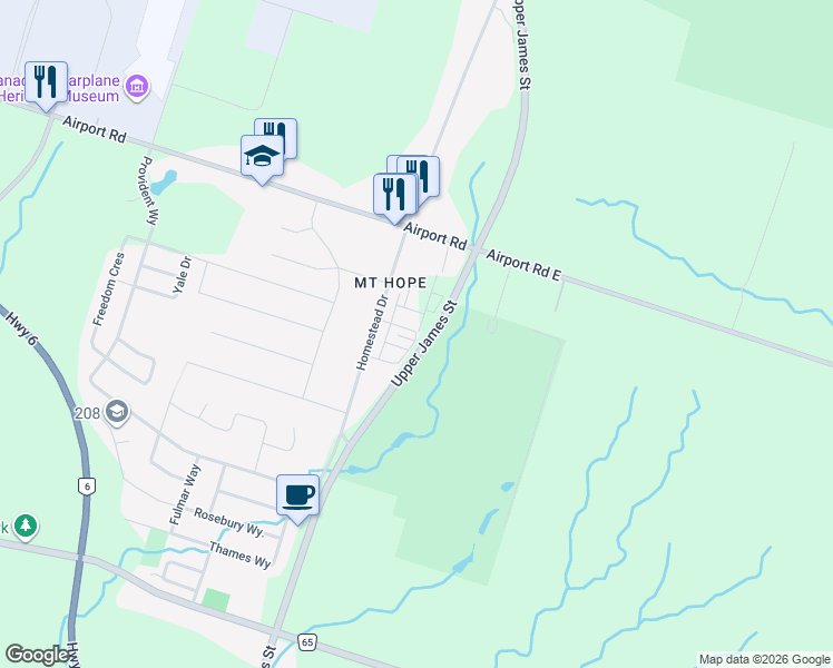 map of restaurants, bars, coffee shops, grocery stores, and more near BayBerry Lane in Hamilton