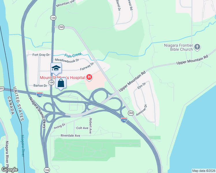 map of restaurants, bars, coffee shops, grocery stores, and more near 5320 Military Road in Lewiston