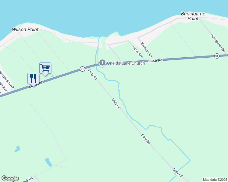 map of restaurants, bars, coffee shops, grocery stores, and more near 8926 Eddy Road in Canastota