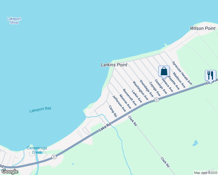 map of restaurants, bars, coffee shops, grocery stores, and more near 133 Monroe Avenue in Canastota