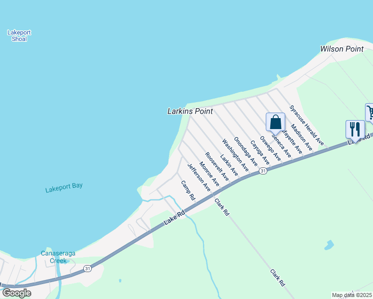 map of restaurants, bars, coffee shops, grocery stores, and more near 133 Monroe Avenue in Canastota