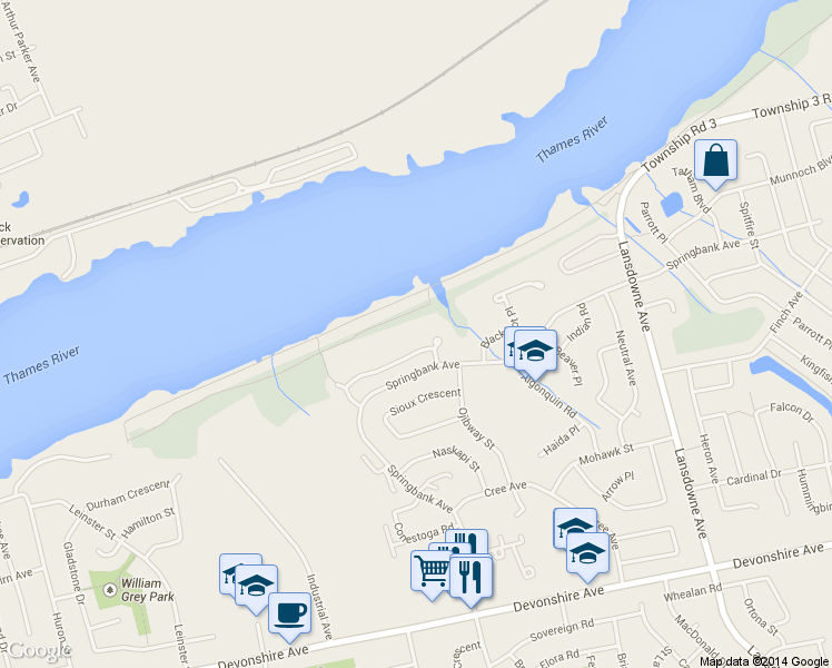 map of restaurants, bars, coffee shops, grocery stores, and more near 700 Chieftain Street in Woodstock