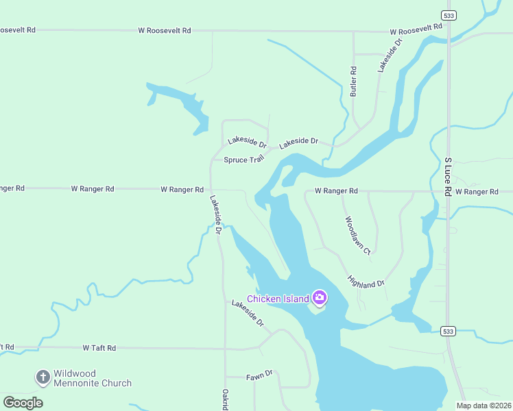 map of restaurants, bars, coffee shops, grocery stores, and more near 9553 Lakeview Court in Perrinton
