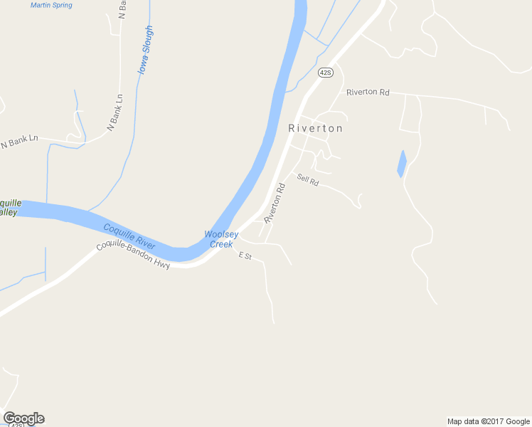 map of restaurants, bars, coffee shops, grocery stores, and more near 56490 Riverton Road in Coquille