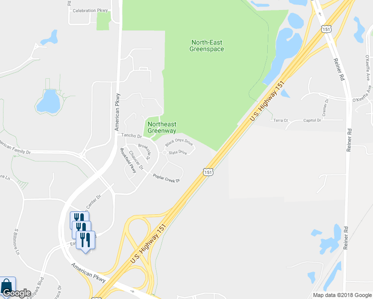 map of restaurants, bars, coffee shops, grocery stores, and more near 5401 Tancho Drive in Madison