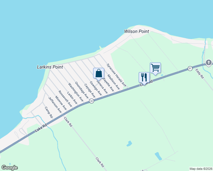 map of restaurants, bars, coffee shops, grocery stores, and more near 111 Lafayette Avenue in Canastota
