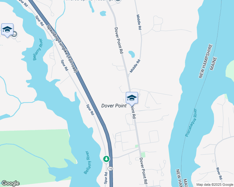 map of restaurants, bars, coffee shops, grocery stores, and more near 12 Evans Drive in Dover