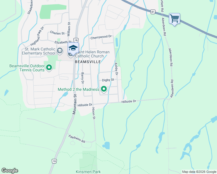 map of restaurants, bars, coffee shops, grocery stores, and more near Gilmore Street in Lincoln