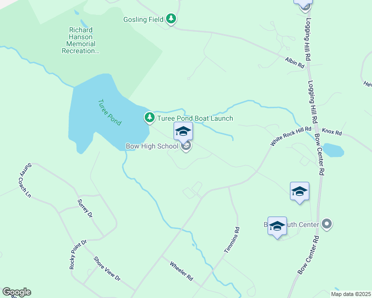 map of restaurants, bars, coffee shops, grocery stores, and more near 32 White Rock Hill Road in Bow