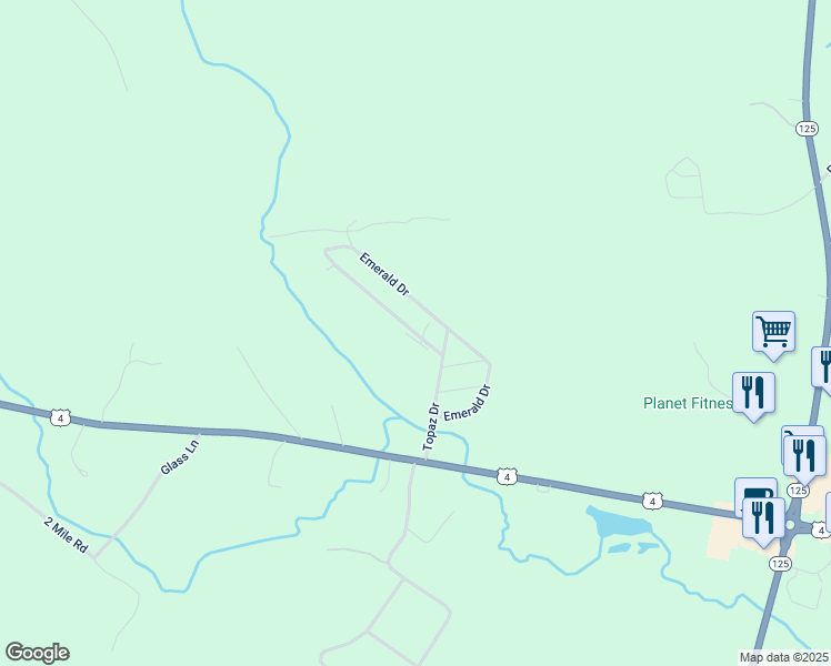 map of restaurants, bars, coffee shops, grocery stores, and more near 305 Emerald Drive in Barrington