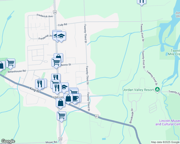 map of restaurants, bars, coffee shops, grocery stores, and more near 3965 Twenty-Third Street in Lincoln
