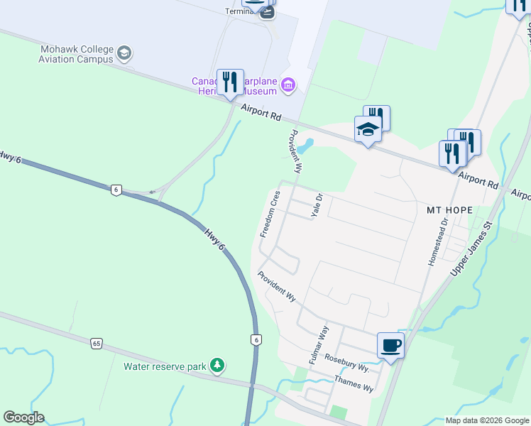 map of restaurants, bars, coffee shops, grocery stores, and more near 88 Freedom Crescent in Hamilton