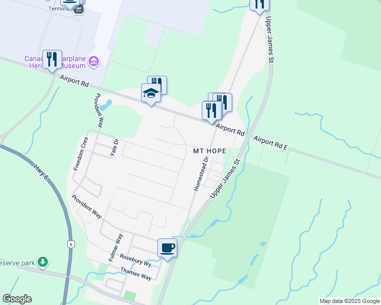 map of restaurants, bars, coffee shops, grocery stores, and more near 73 Marion Street in Hamilton