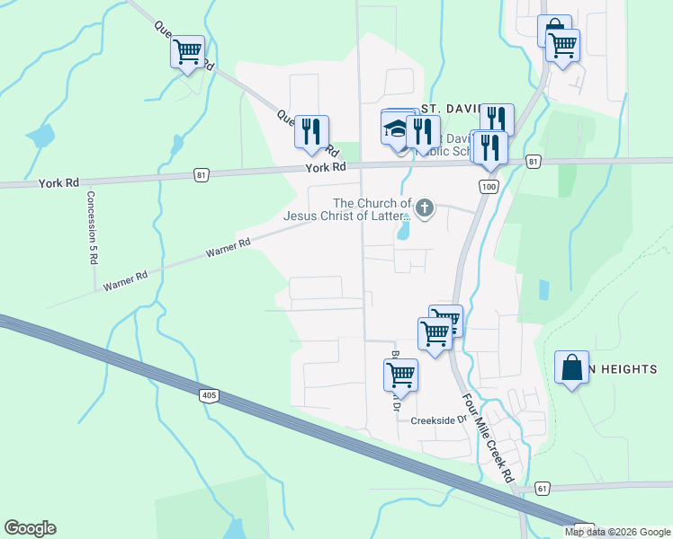 map of restaurants, bars, coffee shops, grocery stores, and more near in Niagara-on-the-Lake