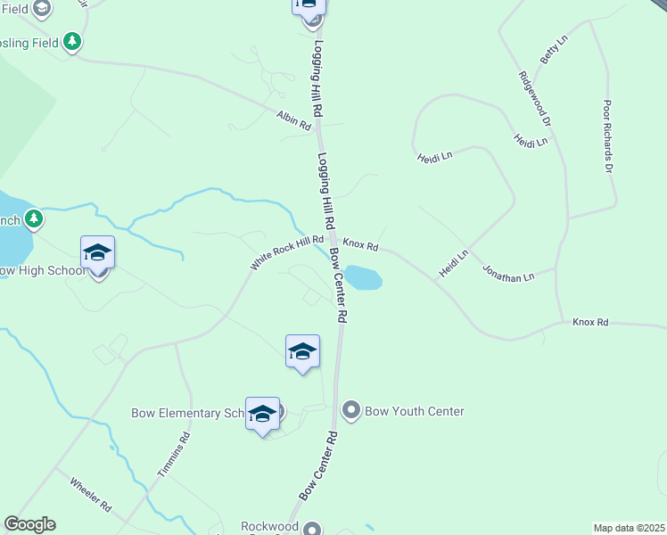 map of restaurants, bars, coffee shops, grocery stores, and more near 4 Bow Center Road in Bow