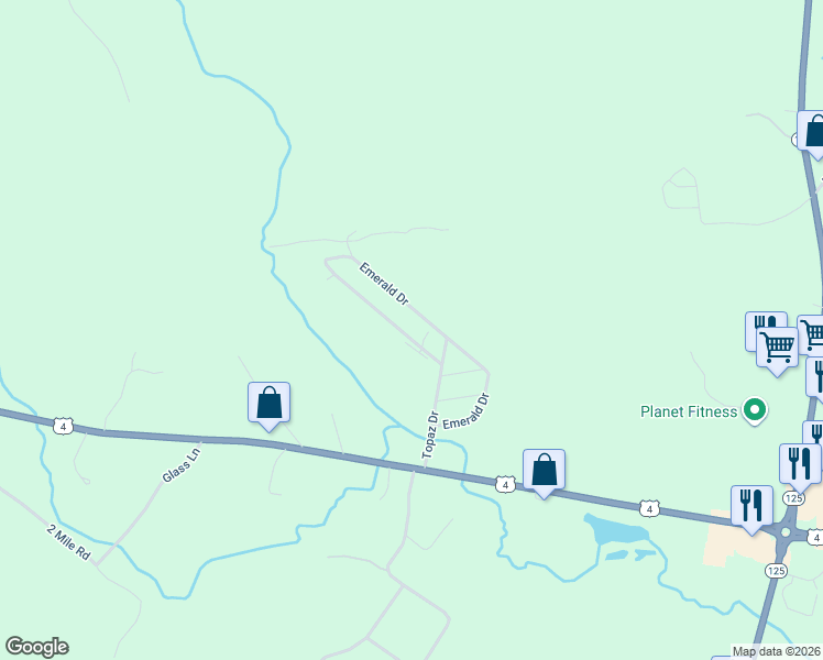 map of restaurants, bars, coffee shops, grocery stores, and more near 64 Emerald Drive in Barrington