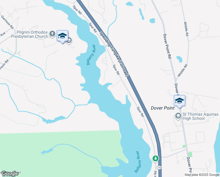 map of restaurants, bars, coffee shops, grocery stores, and more near 55 Spur Road in Dover