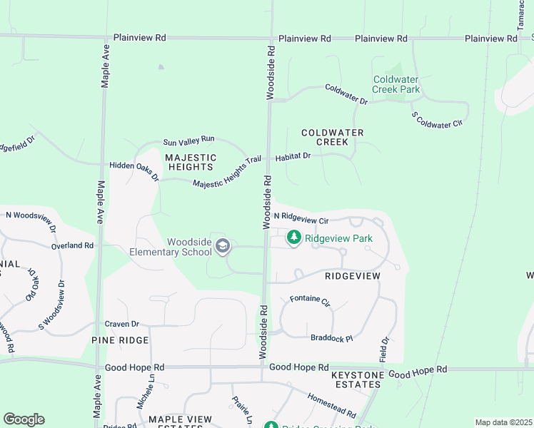 map of restaurants, bars, coffee shops, grocery stores, and more near Woodside Road in Sussex