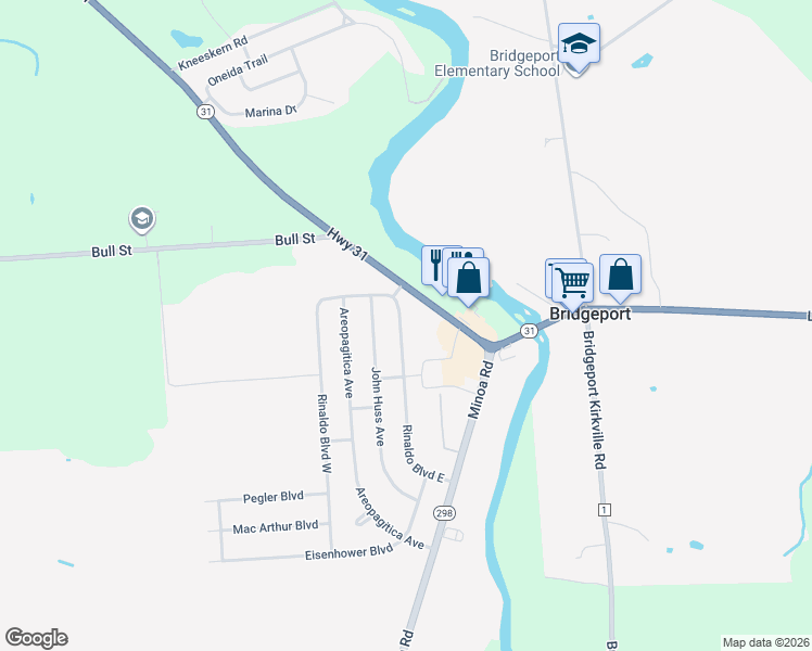 map of restaurants, bars, coffee shops, grocery stores, and more near 7946 Rinaldo Boulevard East in Bridgeport