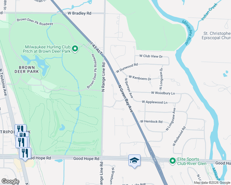 map of restaurants, bars, coffee shops, grocery stores, and more near 2556 West Wending Drive in Glendale